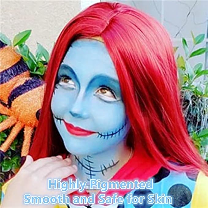 Go Ho Light Blue Face Paint Stick,Water Based Pale Blue Body Paint Washable,Smooth Face Paint Kit,Halloween Costumes Cosplay SFX Ghost Bride Sally Makeup