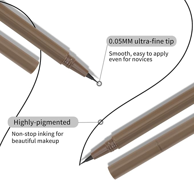 Boobeen 2pcs Eyeliner Liquid Liner, Black Eyeliner Pen Waterproof with Ultra-fine tip, Ink Liner Eye Liner Long Lasting, Quick Drying
