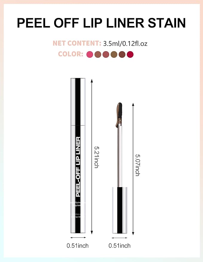 Erinde Peel Off Lip Liner Stain, Long Lasting Tattoo Lip Liner with Tweezer, Matte Finish Peel Off Lip Stain, Waterproof Transfer Proof Lip Stain Peel Off, Non-Stick Cup Nude Lip Stain Lipliner, 00