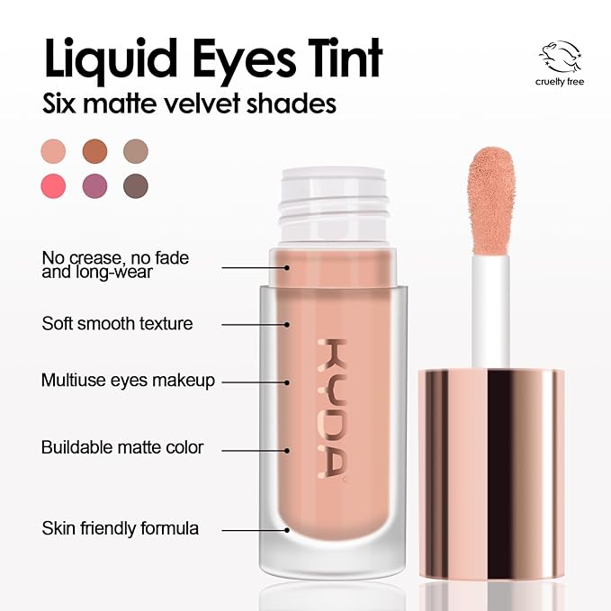 KYDA Liquid Matte Eyeshadow, Soft Matte Pink Eyeshadow, Long-wearing Crease-Resistant Velvet Eyes Tint, Smooth Cream-to-Powder Texture, Multiuse Makeup for Eyes, Cheeks and Lips