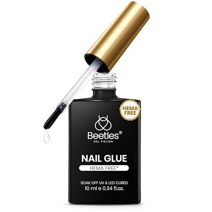 Beetles HEMA-Free Nail Glue Gel - 10ml TPO Free Super Strong Brush U V Nail Glue for Acrylic and Clear Press On Nails, Long Lasting Extension Gel Curing Needed