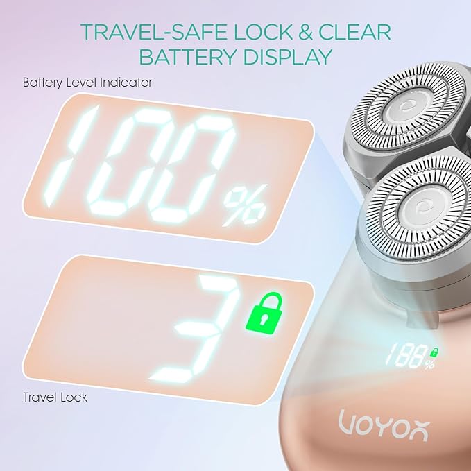 VOYOR Electric Razors for Women 3D Floating Blade Shaver for Women, Electric Shaver for Legs Bikini and Body Facial Hair Remover Women's Shavers Waterproof Women's Grooming ES310 (Gold)