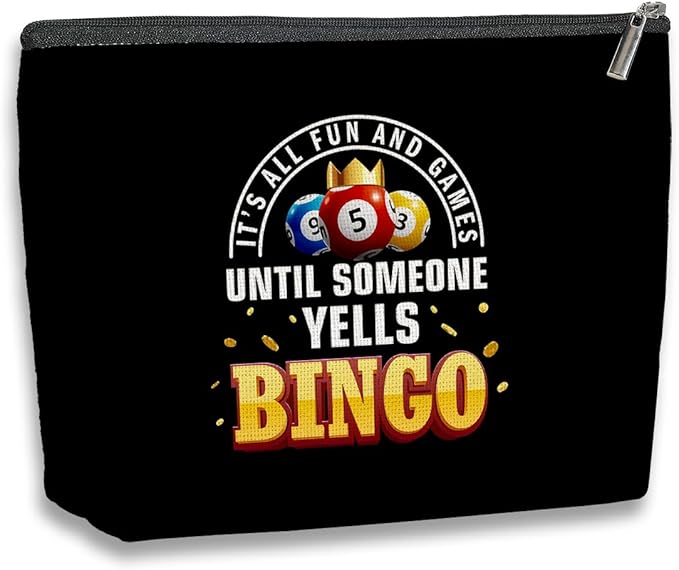 Bingo Lover Gift for Women Funny Bingo Player Gift Bingo Gambler Cosmetic Case Makeup Bag Casino Lover Gift Gambler Birthday Gift Bingo Gambling Travel Bag Lucky Bingo Game Gift (Black)