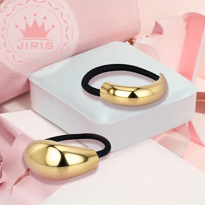 3PCS Metal Hair Tie For Women,Gold Cuffs,Metal Geometric Gold Hair Ties, Hair Accessories Stretchy and Non-Damage Ponytail Holders,Ponytail Cuff Hair Bands For Hair Styling (SET2)