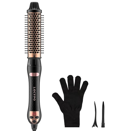 3-in-1 Thermal Brush for Blowout Look, 1.5 Inch Detachable Ion Ceramic Heated Round Brush for Hair Straightening and Curling Styler Tools, Makes Hair Smoother, Dual Voltage(Rose Gold)