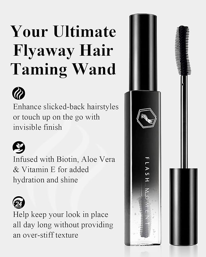 5Pcs Hair Wax Stick & Slick Back Hair Brush, Hair Finishing Stick - Smooths Flyaways, Tames Frizz, Creates Sleek Ponytails & Buns, Defining Edges - Styling Accessories for Women & Kids - All-in-1 Kit