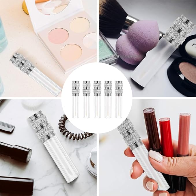 AMORIX 24 Pack 5ml Lip Gloss Tubes with Wand Pearl Style Lip Gloss Containers Lipgloss Bottles with 2pcs Syringes + Labels for DIY Lip Gloss