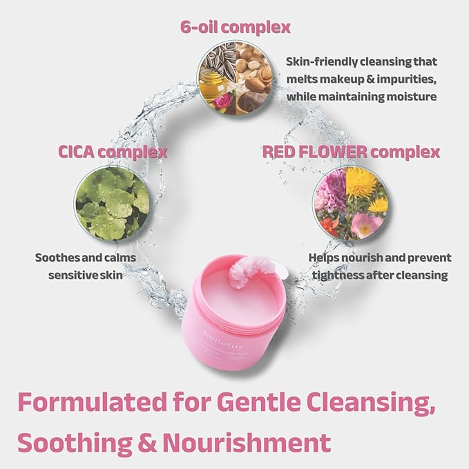 Deep Pure Cleansing Balm, Gentle Natural Face Makeup Remover Balm with CICA & Plant Oils, Nourishing & Hydrating, Removes Makeup & Sunscreen, for Oily, Dry & Sensitive Skin, Pore-Cleansing , 3.5 fl oz