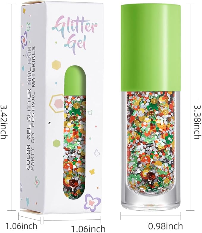 St. Patrick‘s Day Body Glitter Duo with Brush - Dark Green & Light Green Chunky Glitter, 2-Pack for Face, Body & Hair | Long Lasting Festival Makeup