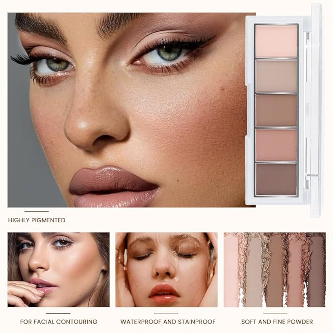 5 Colors Mini Matte Nude Eyeshadow Makeup Palette Pink Brown Taupe Smokey Eye, High Pigment Blendable Contour Soft Neutral Matte Palette for Daily Natural Looks, Mature Eyes, Blue Green Brown Eyes