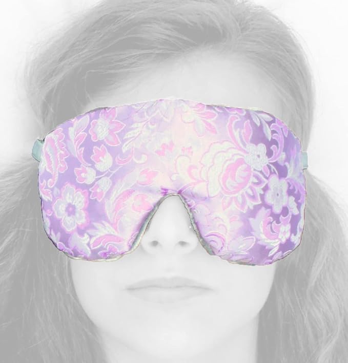 Candi Andi Handmade Opulence Yoga Eye Pillow - Weighted Flaxseed Fill, Lavender Aromatherapy, Satin & Velvet, Adjustable Strap - Ideal for Meditation & Restful Sleep - Lovely Lilac - TEMFL-LL