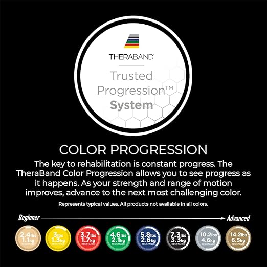 THERABAND Professional Latex Resistance Bands, Individual 6 Ft Elastic Band for Upper & Lower Body Exercise, Physical Therapy, Pilates, At-Home Workouts, 6 Foot, Green, Heavy, Level 4