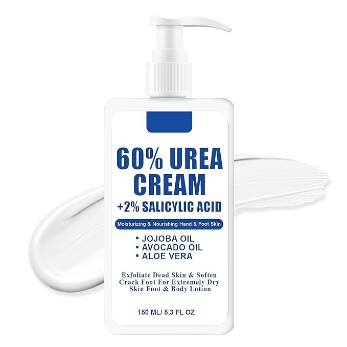 60% Urea Cream for Feet, Urea Foot Hand Cream Knees Heel for Dry Cracked with 2% Salicylic Acid Hydrates & Nourish Foot Care for Softening and Moisturizing Smoothing Skin Women Men Lotion 5.3oz