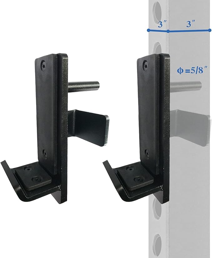 BESTHLS Power Rack Attachment Steel J Hooks 3x3 inches 5/8 inch 800lb (Pair)