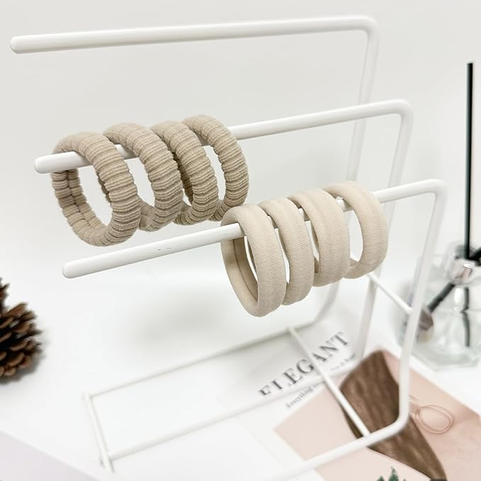Jseng 8Packs Seamless Hair Ties for Women - Soft No Damage Elastic Hair Accessories for Thick Curly Hair - Soft Beige