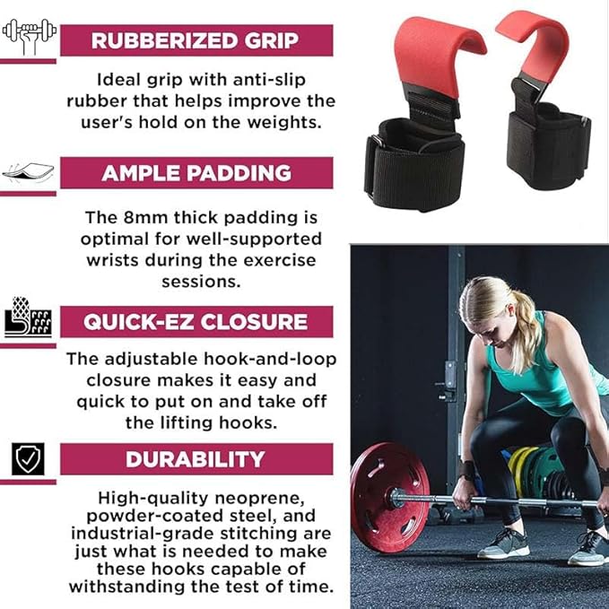 2pcs weight lifting hook help grip hook double