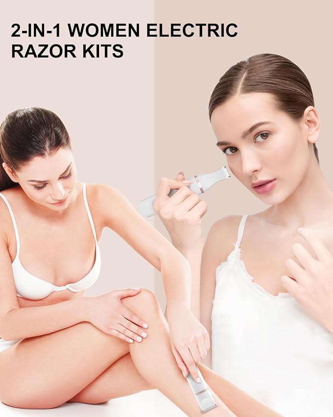 Bikini Trimmer Pubic Hair Trimmer for Women Legs Bikini Line Armpit Rechargeable Electric Shaver for Women Hair Removal with Snap-in Ceramic Blades IP7X Waterproof, White