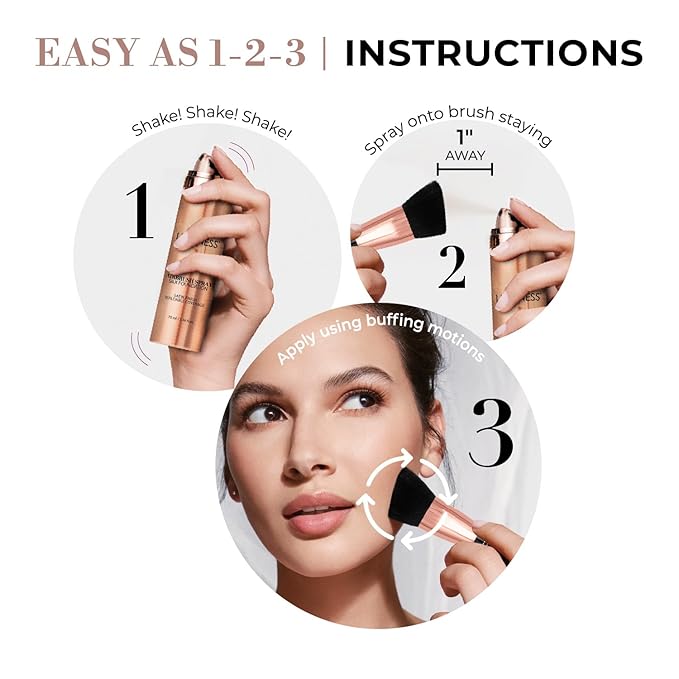 LUMINESS Complete Makeup Kit - Includes Face Palette, Airbrush Foundation, Primer and Brush - Silky, Long-Wearing, Easy to Blend, Perfect Makeup for Older Women, 4-PC Make Up Set (04 - Medium)