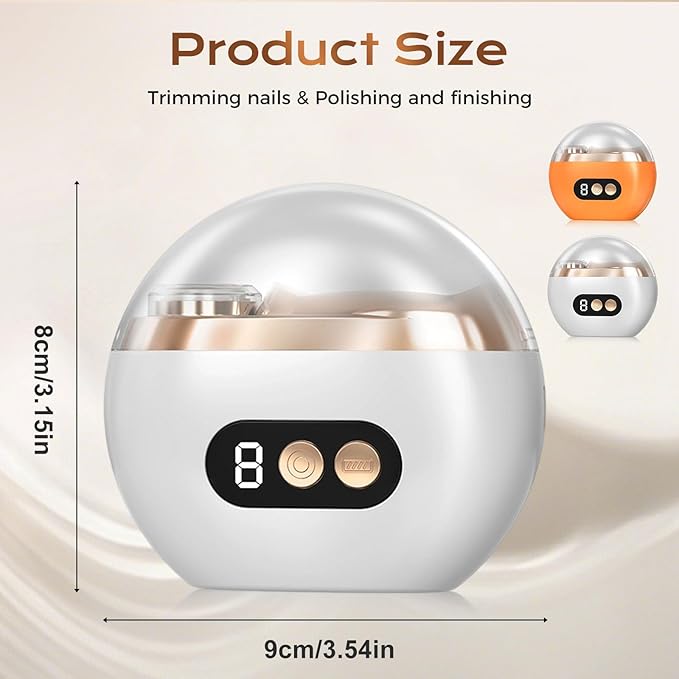 Multi Functional Electric Nail Trimmer, 2026 Upgraded 3 in 1 Electric Polishing Automatic Nail Clippers for Toenails or Hand Fingernails, Portable Rechargeable Device for Adults Seniors Care (Orange)