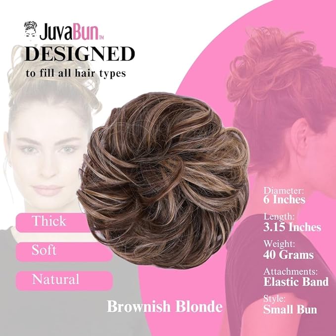 Juvabun Messy Bun 2.0 Brownish Blonde Messy Bun Hair Extension Lightweight Hair Bun Scrunchie for Women Casual Hairstyles