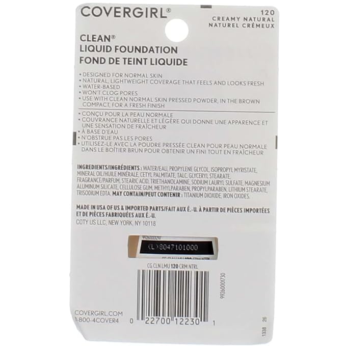 CoverGirl Clean Liquid Foundation, 120 Creamy Natural, 1 1 Ounce