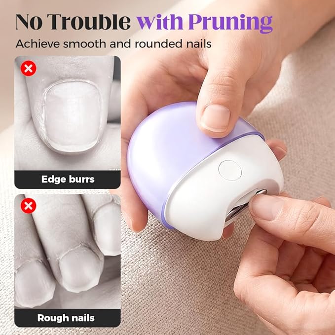 Electric Nail Clipper, 2026 New Automatic Nail Cutter with LED Light, Multifunctional Electric Fingernail Clippers for Easy Nail Care and Polishing, Suitable for Seniors and Adults (Grey)