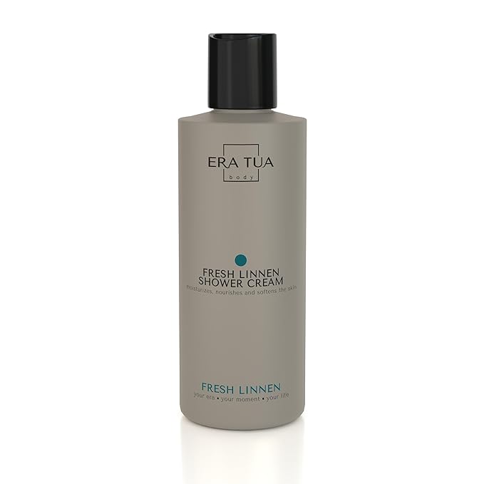 ERA TUA Fresh Linen Shower Cream | Dutch Made & Formulated | Natural, Vegan, Paraben Free & Cruelty Free| Hydrating Body Wash for All Skin Types |sulfate Silicone free | Jasmine & Rose Scent | 200 ml