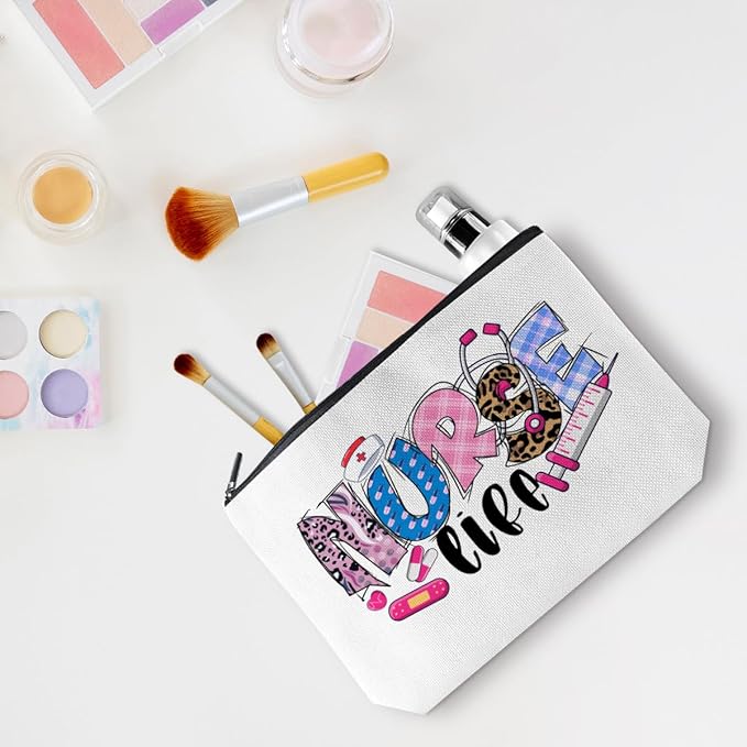 jealance Inspirational Nurse Gifts RN Makeup Bag Cosmetic Bag Nurse Accessories for Work Bag for Women Coworker Nursing Graduation Gifts Birthday Christmas Nurses Week Appreciation Gift for Nurses
