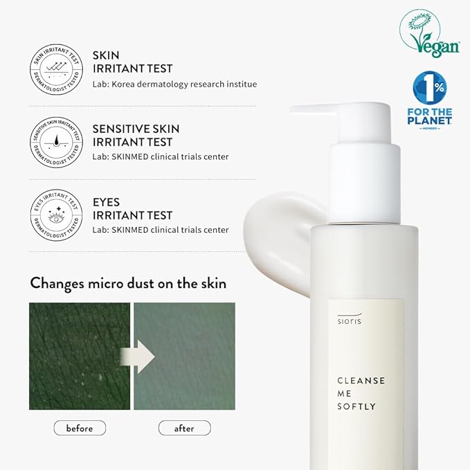 SIORIS Vegan Milk Cleanser, Hydrating Face Wash with Natural Citrus Water, Macadamia Seed Oil, Gentle Daily Facial Cleanser for Dry & Sensitive Skin, Korean Skincare – 8.8 fl oz
