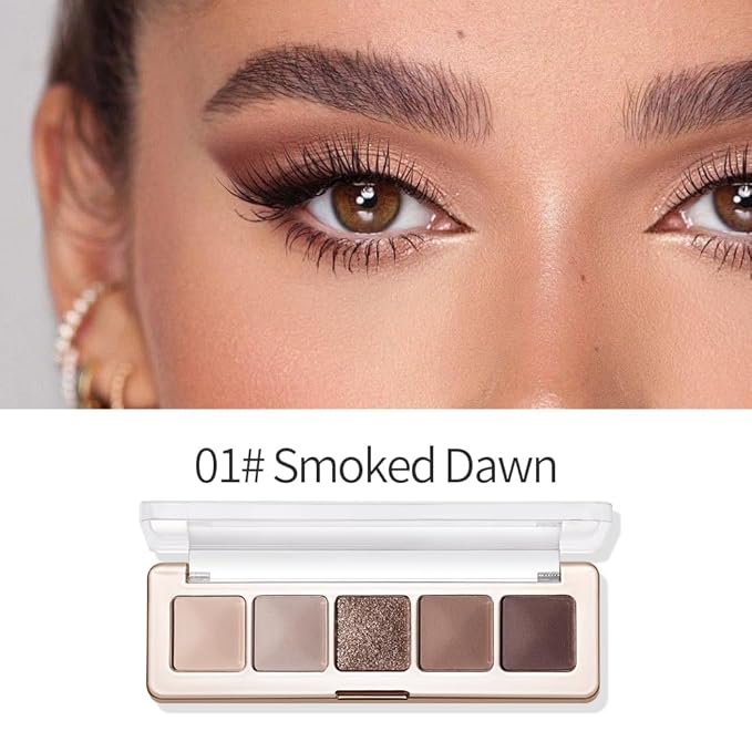 Neutral Nude Brown Eyeshadow Palette–Beige, Cool Taupe, Bronze Gold Shimmer, Cocoa Brown, High-Pigment Blendable Long-Lasting Eye Shadow and Contour Palette for Daily Soft Glam Makeup for Mature Eyes