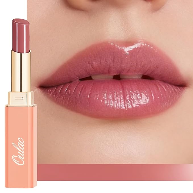 Oulac Shine Red Lipstick for Women, 2 in 1 Glossy Light Red Tinted Lip Balm, Hydrating Lipstick for Dry Lips, Moisture Shine Juicy Finish Vegan 2.2g/0.07oz (17) | Moisture, Tinted Lip Balm