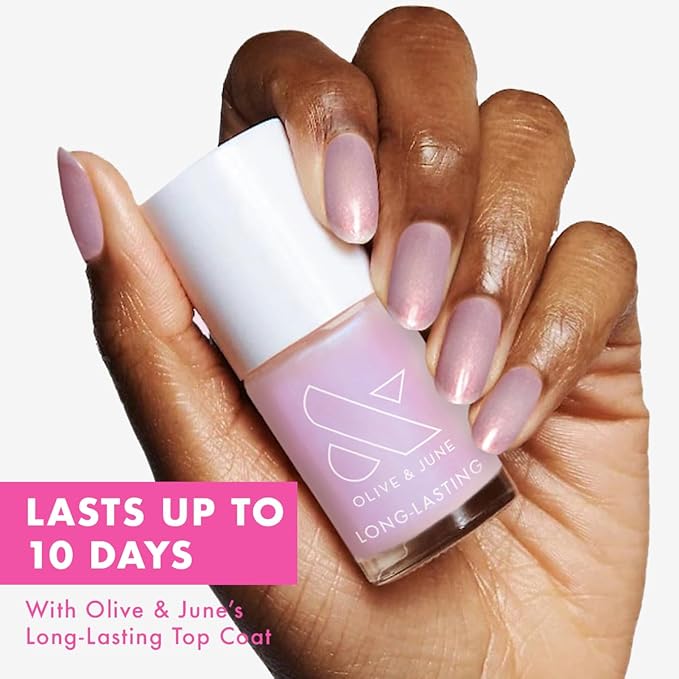 Olive & June Long Lasting Nail Polish | Valentine's Day |Gel-Like Finish No Lamp Needed | Lasts up to 10 days | Salon-Quality 15-Free, Vegan Cruelty-Free Chip-Resistant | Pink Goldfish Pink Iridescent