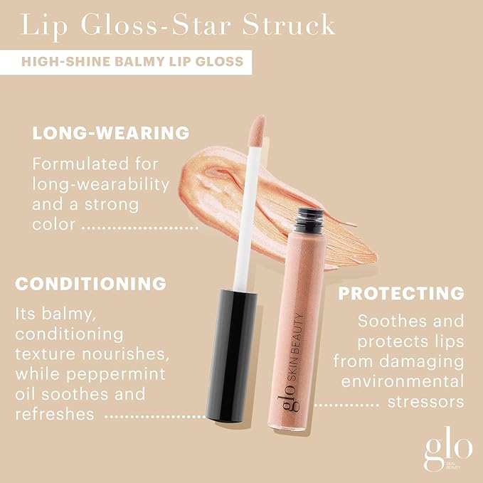 Glo Skin Beauty Lip Gloss in Star Struck - Sheer Brilliant Gold Shimmer - 20 Shades - Non-Sticky - Cruelty Free