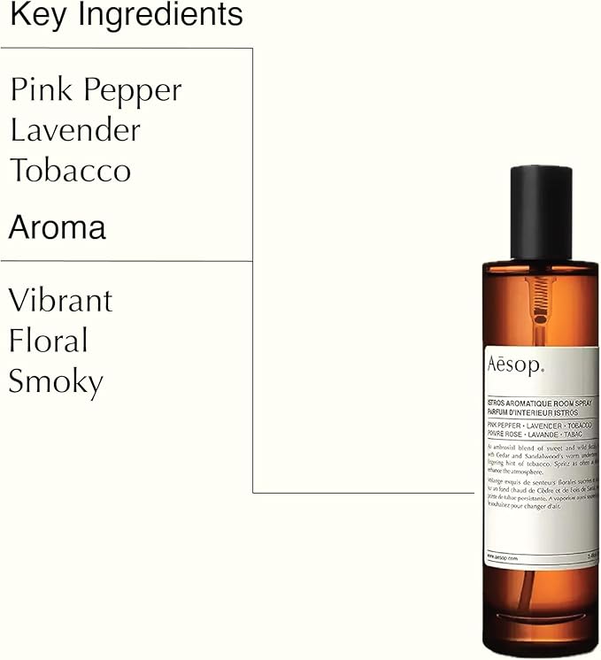 Aesop Istros Aromatique Room Spray | Vibrant, Floral, Smoky | Aroma for Several Hours | 3.4 oz / 100mL