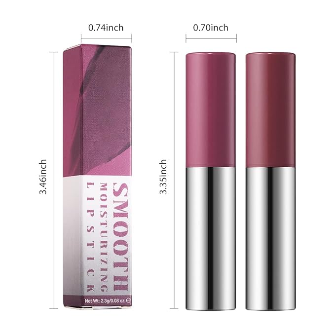 JUAAZIN 2Pcs Matte Lipstick Crayon - High Pigment Creamy Formula, Waterproof Long Lasting, Smooth Glide Application, Non-Sticklipstick, Ultra Thin Lightweight, Velvet Matte Lip Feel for Women 02#+04#