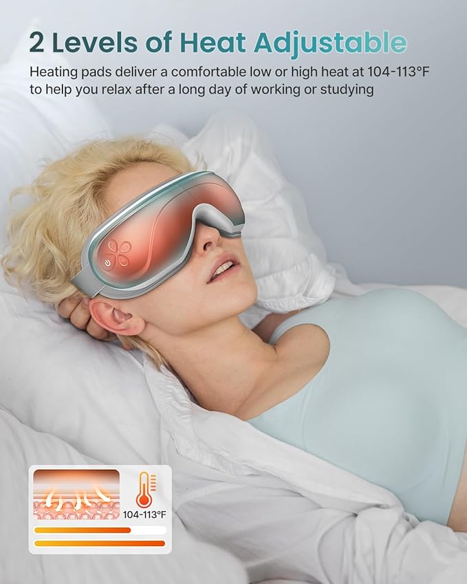 RENPHO Eye Massager with Heat, Valentines Day Gifts Birthday Gifts for Mom Dad Women Men Face Massager, Heated Sleep Mask for Dry Eyes Eyeris 2