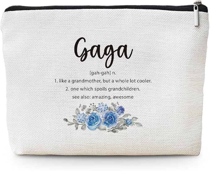 MOTERMATE Gaga Gifts Makeup Bag, Best Gaga Gifts for Christmas from Grandkids Cosmetic Bag for Women, Grandma Gift from Granddaughter Grandson Toiletry Bags Zipper Makeup Pouch