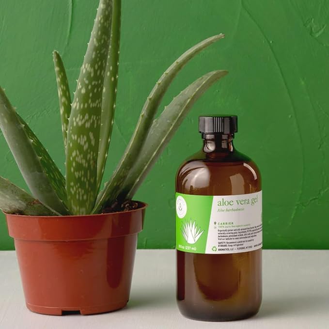 Aromatics International Aloe Vera Gel 8fl-oz – Organic Cold-Pressed, Pure Moisturizing Gel for Skin, Hydrating & Soothing, Natural Skincare Solution