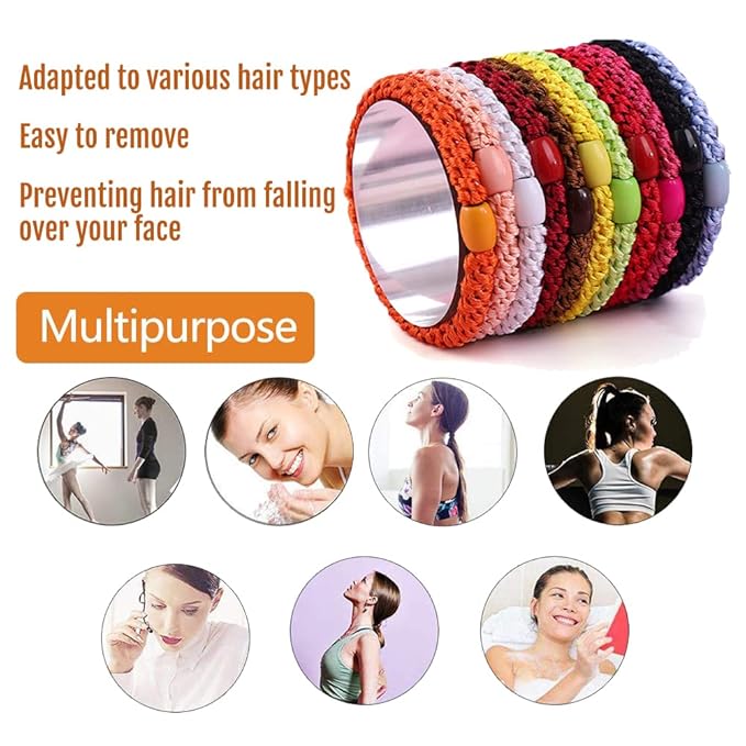 J.CARP 8Pcs Mixed color Hair Ties for Women Girls, Elastics Hair Bands Ponytail Holders, No Damage No Crease Hair Elastics, Perfect for Girls and Women with Thick or Curly Hair, Style 06
