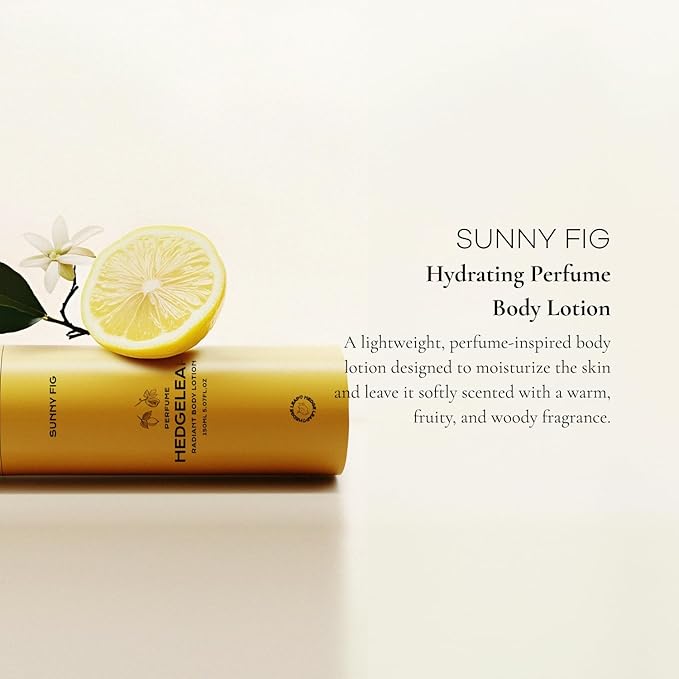 HedgeLeap Scented Body Lotion – Fragrance Moisturizer Cream Hydrating Formula Warm Fruity & Woody Perfume Scent | 2% Niacinamide & Hyaluronic Acid | Sunny Fig, 150 ml