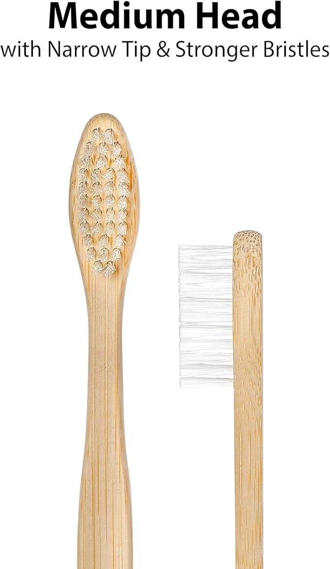 Sea Turtle Plant-Based Bristles, Medium Bamboo Toothbrushes, Medium Natural Toothbrush for Adults (4 Pack)