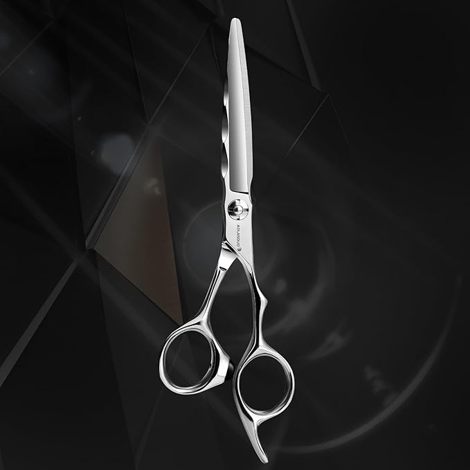 AOLANDUO 6" Professional Hair Shears – Japanese VG10 Steel, Convex Edge with CNC-Wave Blade Design | Upgraded from Aichi 440C | Ergonomic Offset Handle for Barbers & Stylists