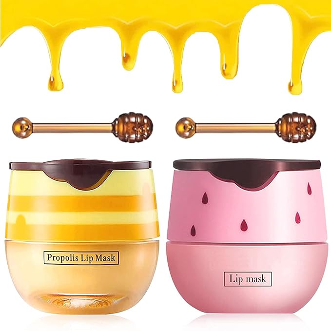 2Pcs Bee Lip Balm Honey Pot, Lines