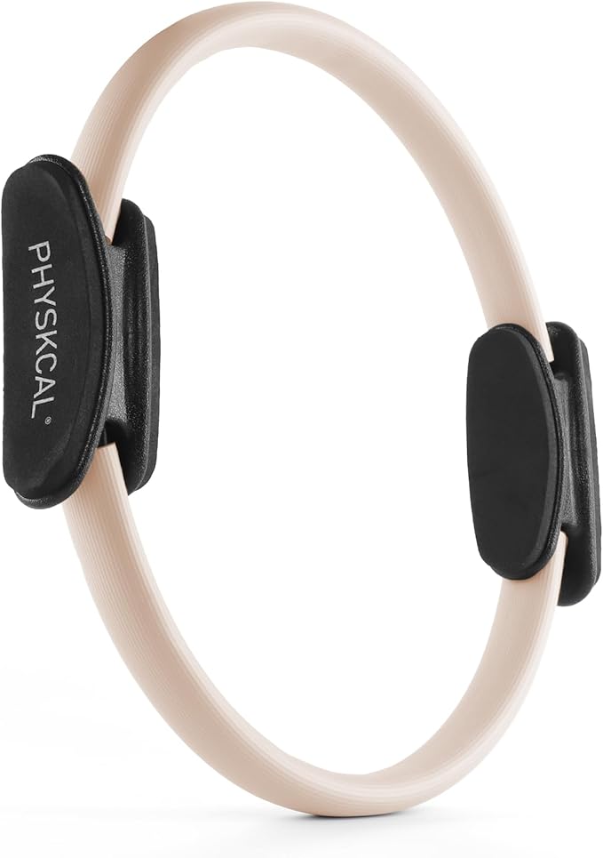 Pilates Ring, 15-Inch Magic Circle with Extra Thick Padded Handles, Pilates Equipment for Toning Inner Thighs, Arms and Strengthening Cores- Workout Guide Included