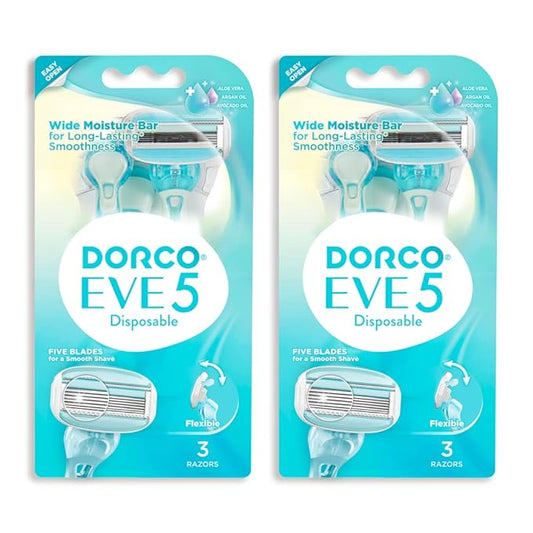 EVE 5 Women's Disposable Razors Smooth Touch | Wide moisture bar, 5 Blades for smooth shave | Multipurpose Hair Remover | 2 pack (6counts)