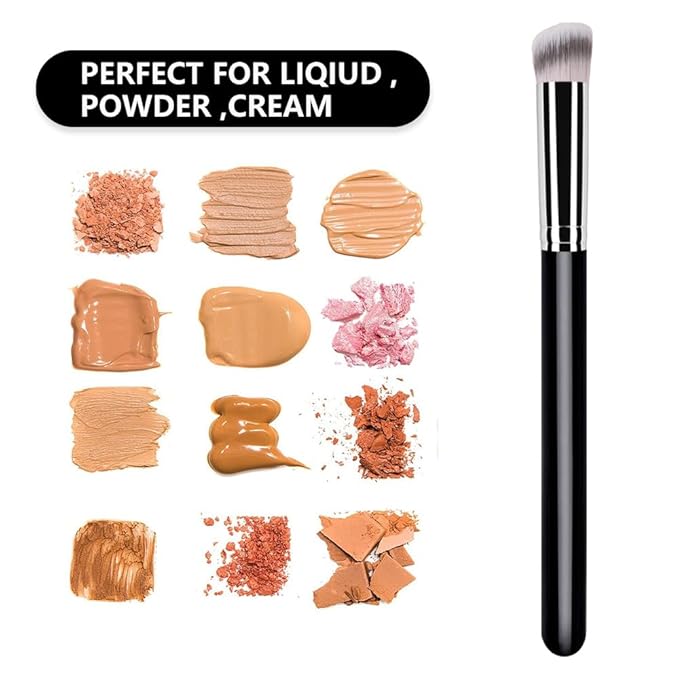 QIDSTERS 5Pcs Concealer Brush Set, Dense Mini Angled Kabuki Brush for Blending Under Eye Concealer, Detailed Nose Contour Setting Powder, Foundation & Eyeshadow, Cruelty-Free, 270