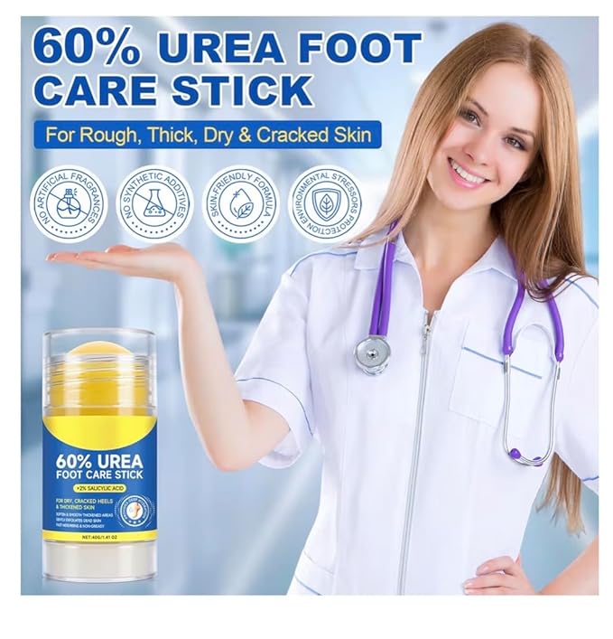60% Urea with 2% Salicylic Acid Urea Foot Care Stick, Foot Cream Moisturizer for Dry Cracked Feet, Knees, Elbows, Hands,Moisturizes and Hydrates the Dry Skin,Callus Remover & Skin Softener -1.41oz