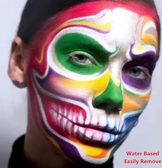 Go Ho 6 Colors Washable Formula Face Body Paint,Face Paint FX Makeup Palette,Professional Red Blue White Black Green Yellow Face Paint Halloween Cosplay SFX Makeup