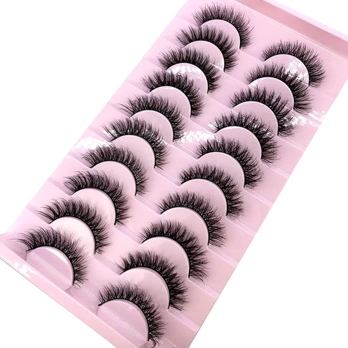 HBZGTLAD Soft Mink Eyelashes 3D Curl Winged End Eye Elongated Fake Lashes Thick Handmade Natural False Eyelash Messy Cross Lash Wholesale (FT-08)