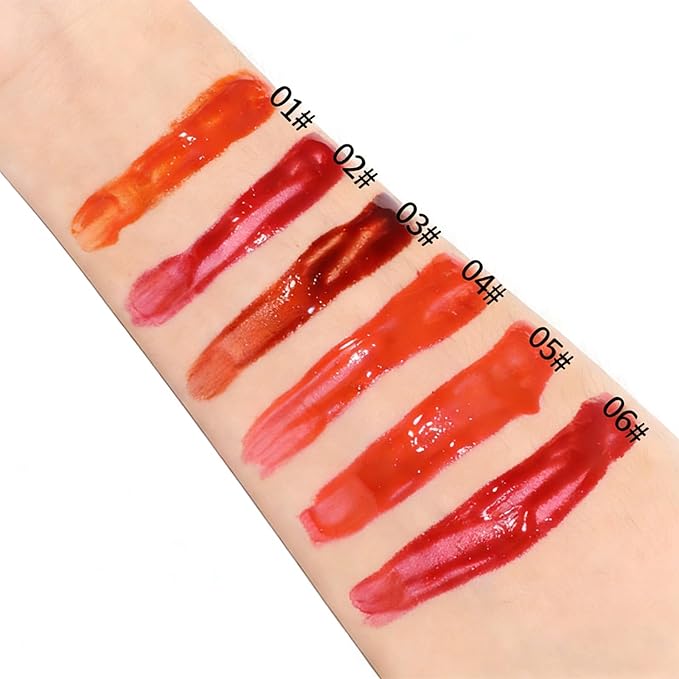 6 Colors Water Based Lip Stain Set，Dyeing Lip Liquid Lip Glaze，Multi-use Korean Moisturizing Velvet Mini Lip Glaze，Vivid Color Lip Stain with Weightless Long lasting Non-Stick Cup Waterproof